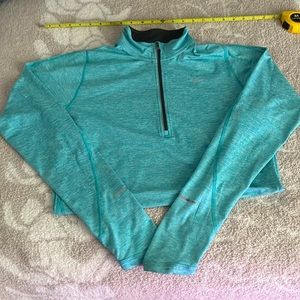 EUC Nike Running Dri-fit aqua long sleeved 1/2 zipped running top